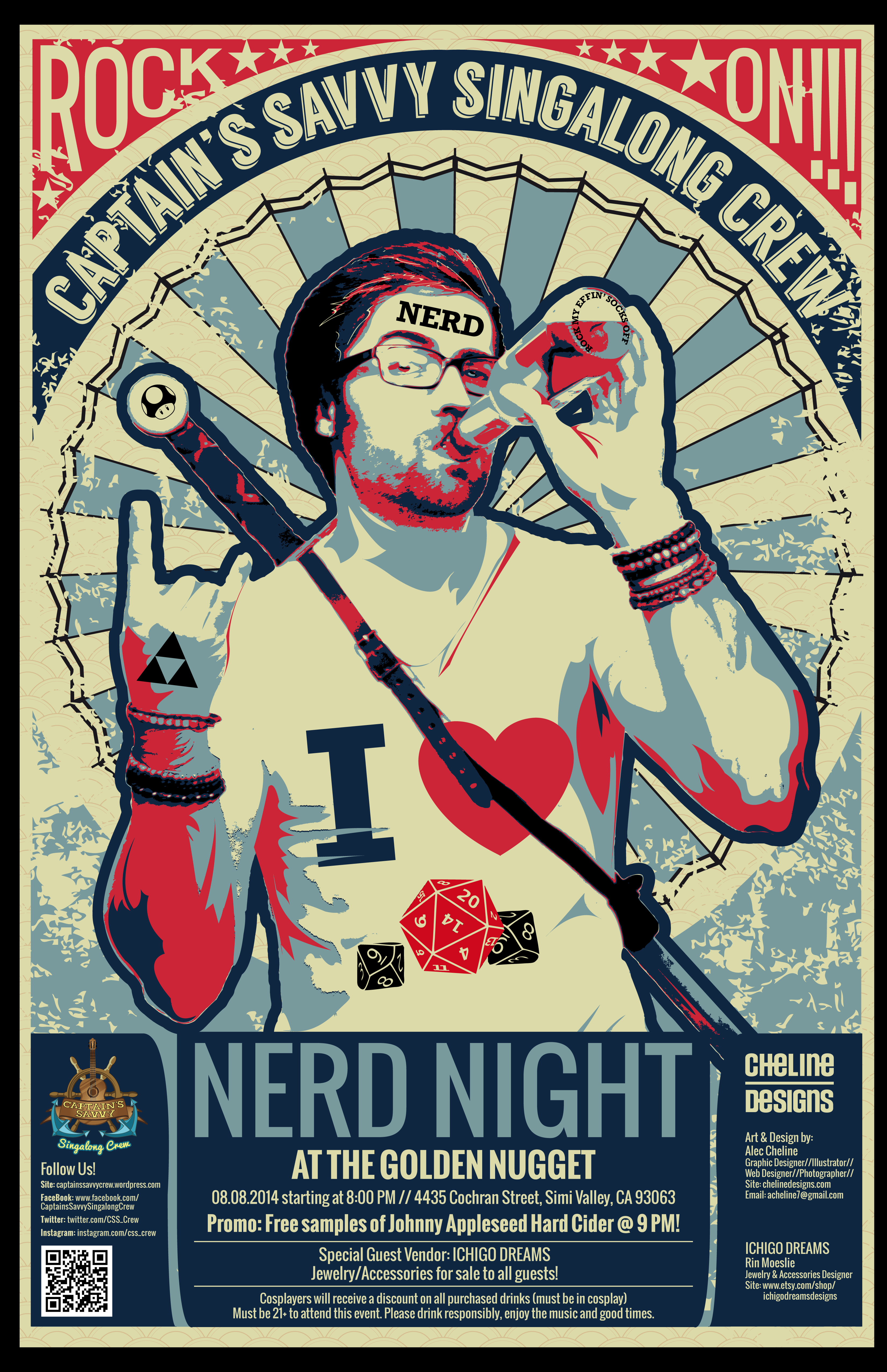Nerd Night Rock Band Poster Alec Cheline